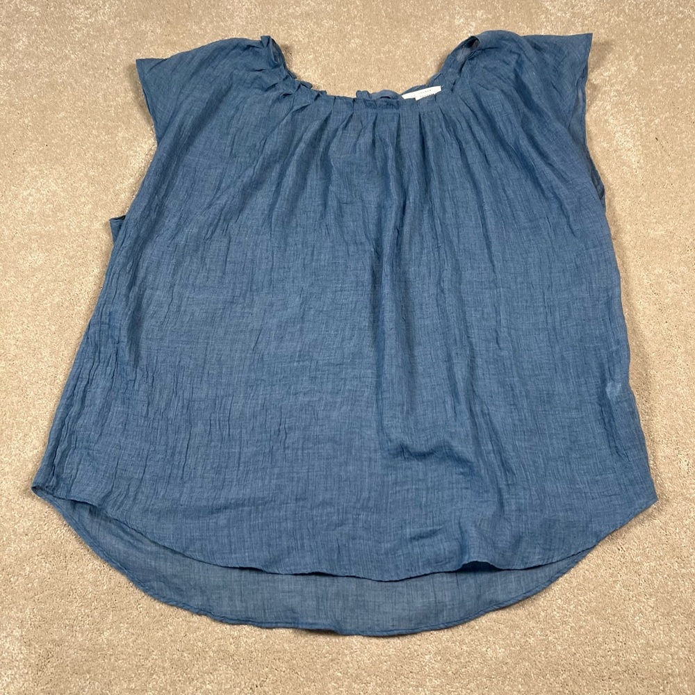 LC Lauren Conrad Blue‎ Lightweight Flowy Loose Babydoll SS Blouse Women's XXL